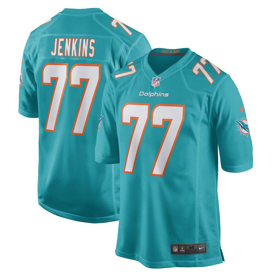 Men Miami Dolphins 77 John Jenkins Nike Aqua Game Player NFL Jersey